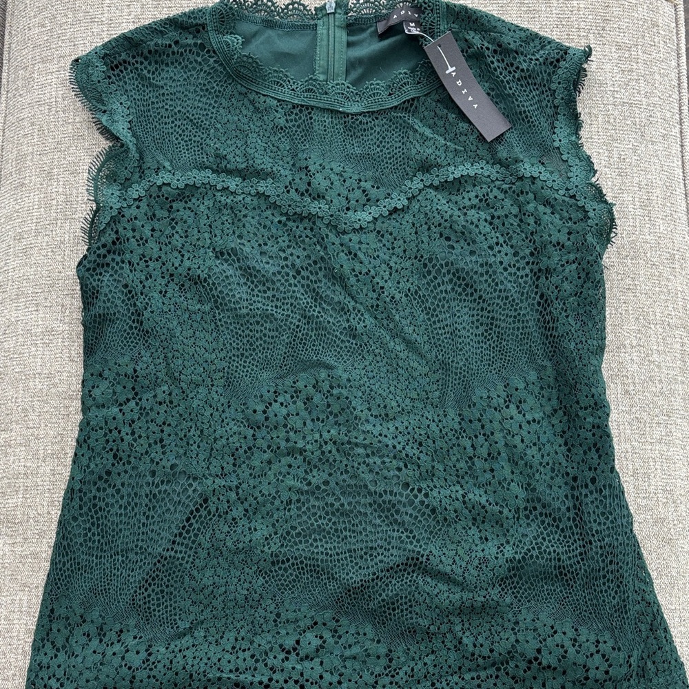 Adiva Forest Green Lace Blouse